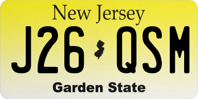 NJ license plate J26QSM