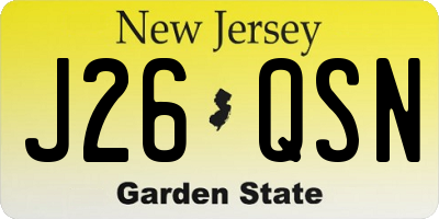 NJ license plate J26QSN
