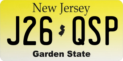 NJ license plate J26QSP