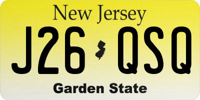 NJ license plate J26QSQ
