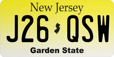 NJ license plate J26QSW