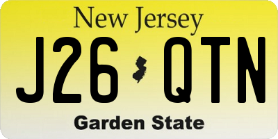 NJ license plate J26QTN