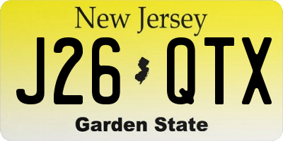 NJ license plate J26QTX