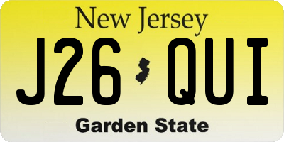 NJ license plate J26QUI