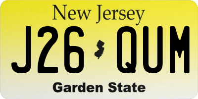 NJ license plate J26QUM