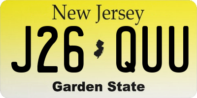 NJ license plate J26QUU