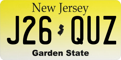 NJ license plate J26QUZ