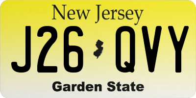 NJ license plate J26QVY