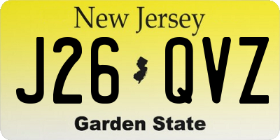 NJ license plate J26QVZ