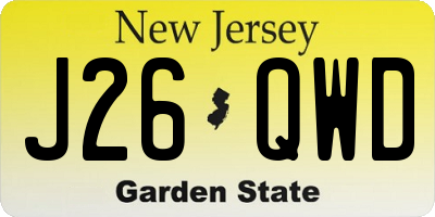 NJ license plate J26QWD