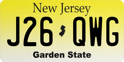 NJ license plate J26QWG