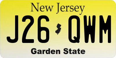 NJ license plate J26QWM