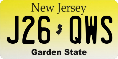 NJ license plate J26QWS
