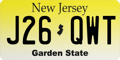 NJ license plate J26QWT