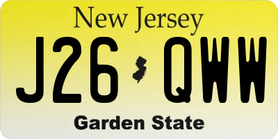NJ license plate J26QWW