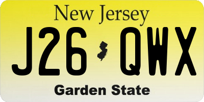 NJ license plate J26QWX