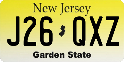 NJ license plate J26QXZ