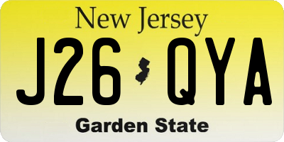 NJ license plate J26QYA