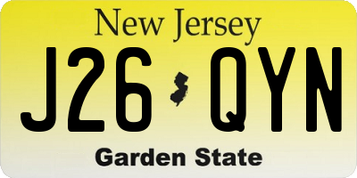 NJ license plate J26QYN
