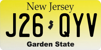 NJ license plate J26QYV