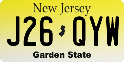 NJ license plate J26QYW