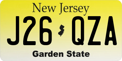 NJ license plate J26QZA