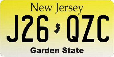 NJ license plate J26QZC