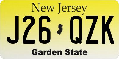 NJ license plate J26QZK