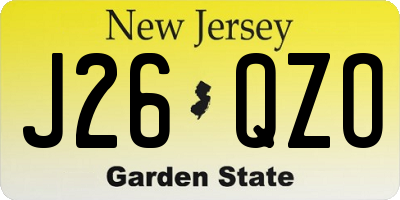 NJ license plate J26QZO