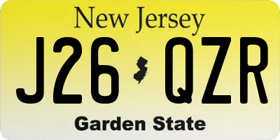 NJ license plate J26QZR