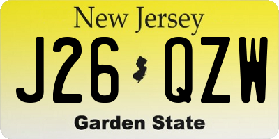 NJ license plate J26QZW