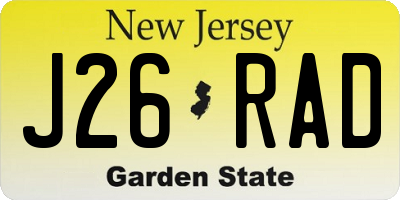 NJ license plate J26RAD