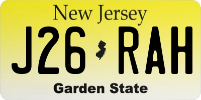 NJ license plate J26RAH