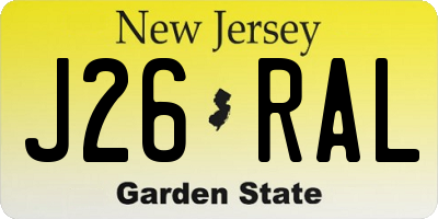 NJ license plate J26RAL