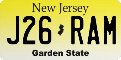 NJ license plate J26RAM
