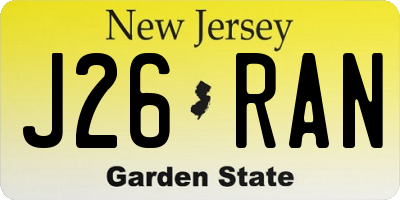 NJ license plate J26RAN