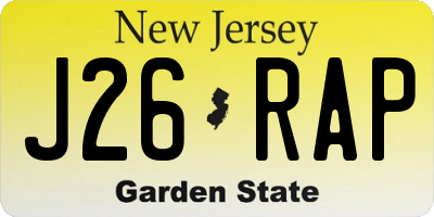 NJ license plate J26RAP