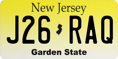 NJ license plate J26RAQ