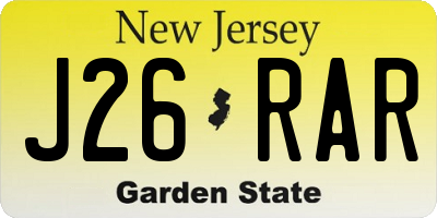 NJ license plate J26RAR