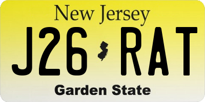 NJ license plate J26RAT