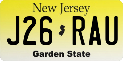 NJ license plate J26RAU