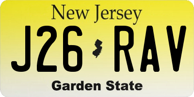 NJ license plate J26RAV