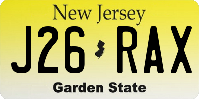 NJ license plate J26RAX