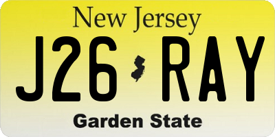NJ license plate J26RAY