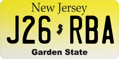 NJ license plate J26RBA