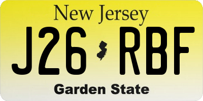 NJ license plate J26RBF