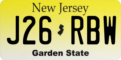 NJ license plate J26RBW