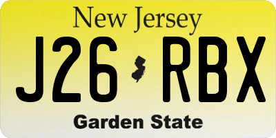 NJ license plate J26RBX