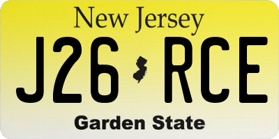 NJ license plate J26RCE