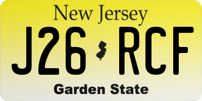 NJ license plate J26RCF